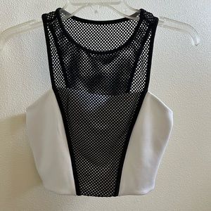 NWOT Express Black and White Mesh Crop Top.